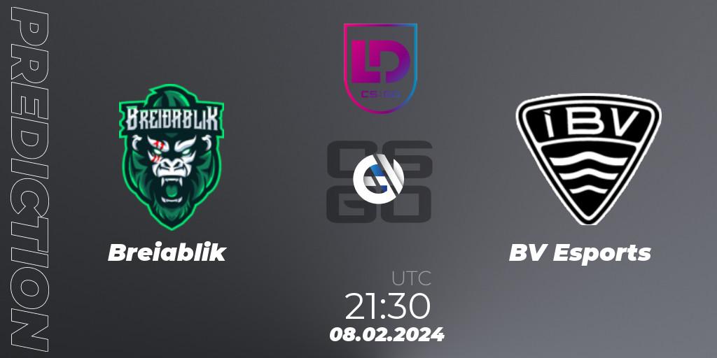 Breiðablik contre ÍBV Esports : prédiction de match. 08.02.2024 at 19:30. Counter-Strike (CS2), Icelandic Esports League Season 8: Regular Season