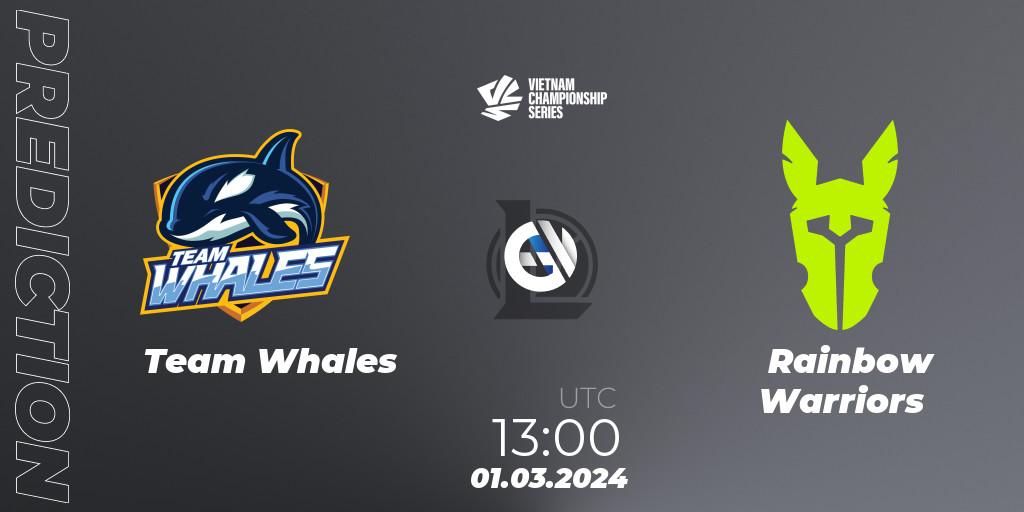 Team Whales contre Rainbow Warriors : prédiction de match. 01.03.24. LoL, VCS Dawn 2024 - Group Stage