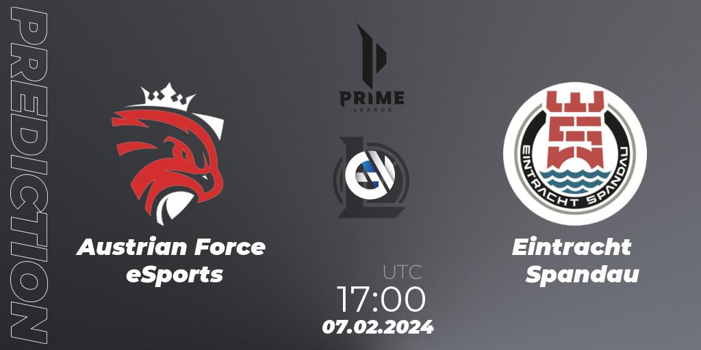Austrian Force eSports contre Eintracht Spandau : prédiction de match. 07.02.2024 at 17:00. LoL, Prime League Spring 2024 - Group Stage