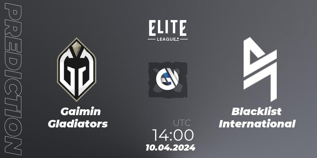 Gaimin Gladiators contre Blacklist International : prédiction de match. 10.04.24. Dota 2, Elite League: Round-Robin Stage