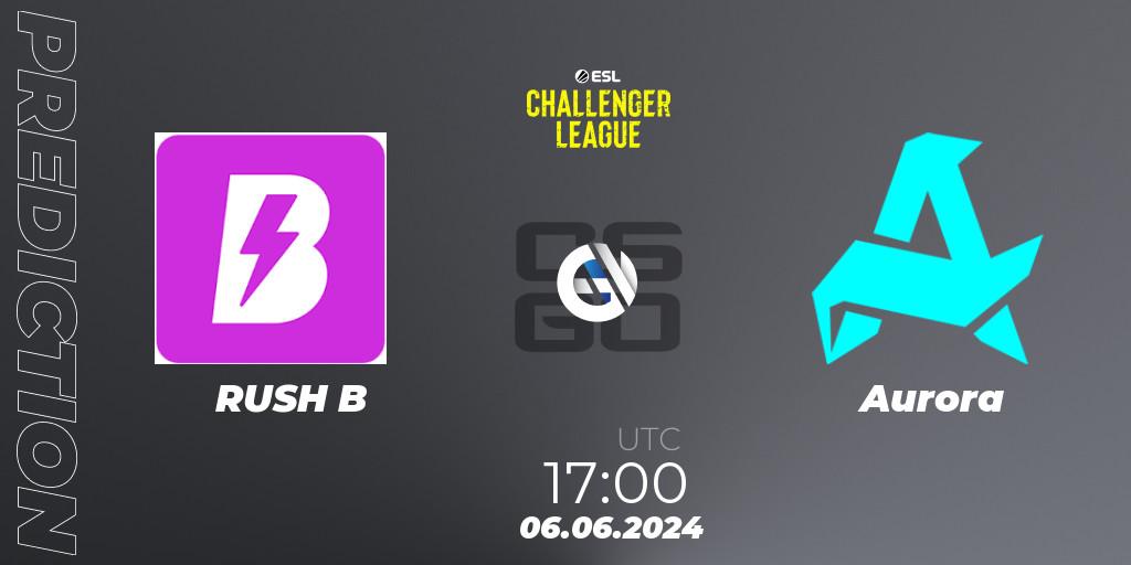 RUSH B contre Aurora : prédiction de match. 06.06.2024 at 17:00. Counter-Strike (CS2), ESL Challenger League Season 47: Europe