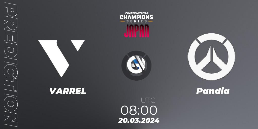 VARREL contre Pandia : prédiction de match. 20.03.2024 at 09:00. Overwatch, Overwatch Champions Series 2024 - Stage 1 Japan