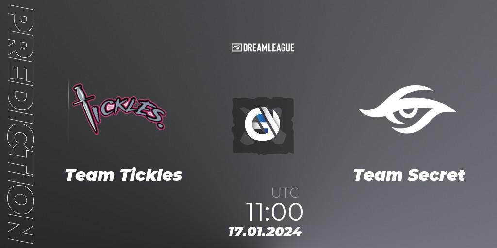 Team Tickles contre Team Secret : prédiction de match. 17.01.2024 at 11:00. Dota 2, DreamLeague Season 22: Western Europe Closed Qualifier