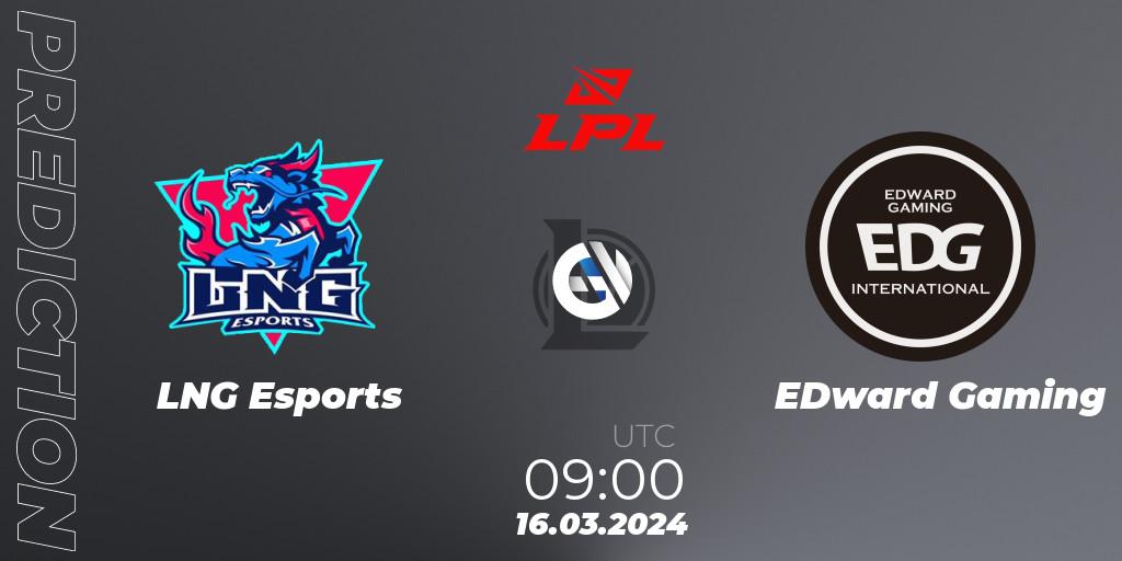 LNG Esports contre EDward Gaming : prédiction de match. 16.03.24. LoL, LPL Spring 2024 - Group Stage