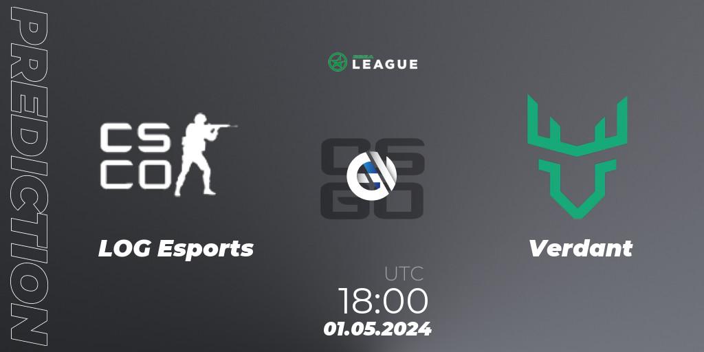 LOG Esports contre Verdant : prédiction de match. 01.05.2024 at 18:00. Counter-Strike (CS2), ESEA Season 49: Advanced Division - Europe