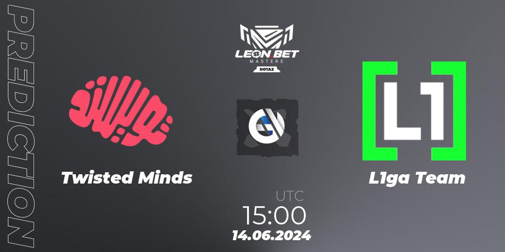 Twisted Minds contre L1ga Team : prédiction de match. 14.06.2024 at 15:00. Dota 2, Leon Masters #1