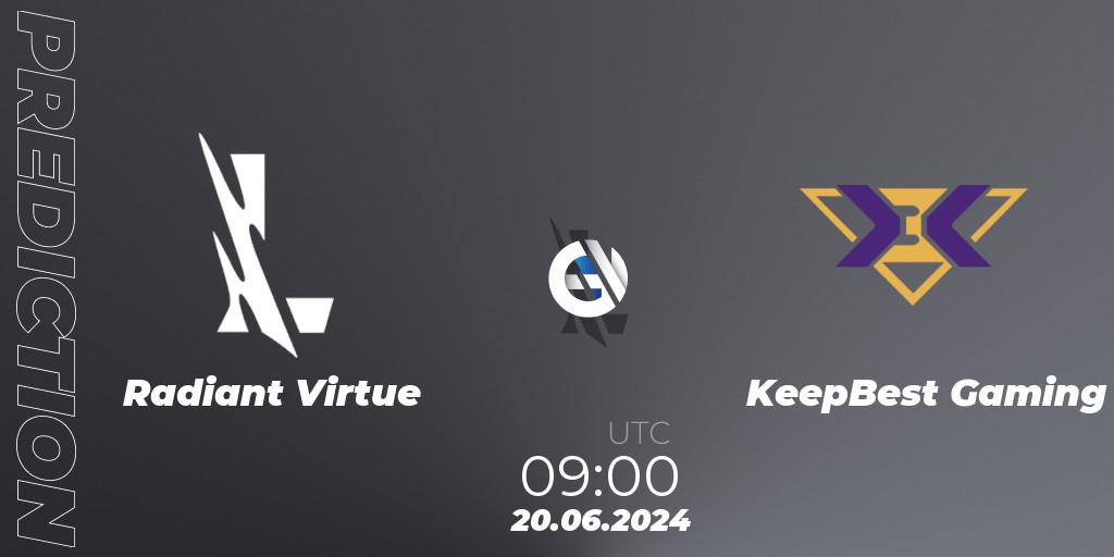 Radiant Virtue contre KeepBest Gaming : prédiction de match. 20.06.2024 at 09:00. Wild Rift, Wild Rift Super League Summer 2024 - 5v5 Tournament Group Stage