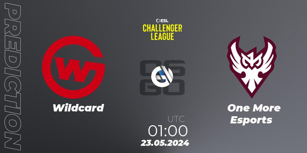 Wildcard contre One More Esports : prédiction de match. 23.05.2024 at 02:00. Counter-Strike (CS2), ESL Challenger League Season 47: North America
