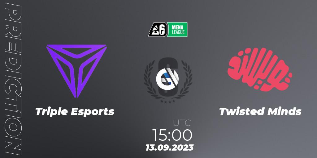 Triple Esports contre Twisted Minds : prédiction de match. 13.09.2023 at 15:00. Rainbow Six, MENA League 2023 - Stage 2