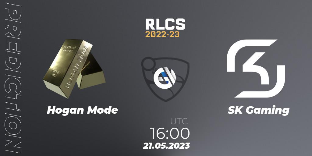 Hogan Mode contre SK Gaming : prédiction de match. 21.05.2023 at 16:00. Rocket League, RLCS 2022-23 - Spring: Europe Regional 2 - Spring Cup: Closed Qualifier