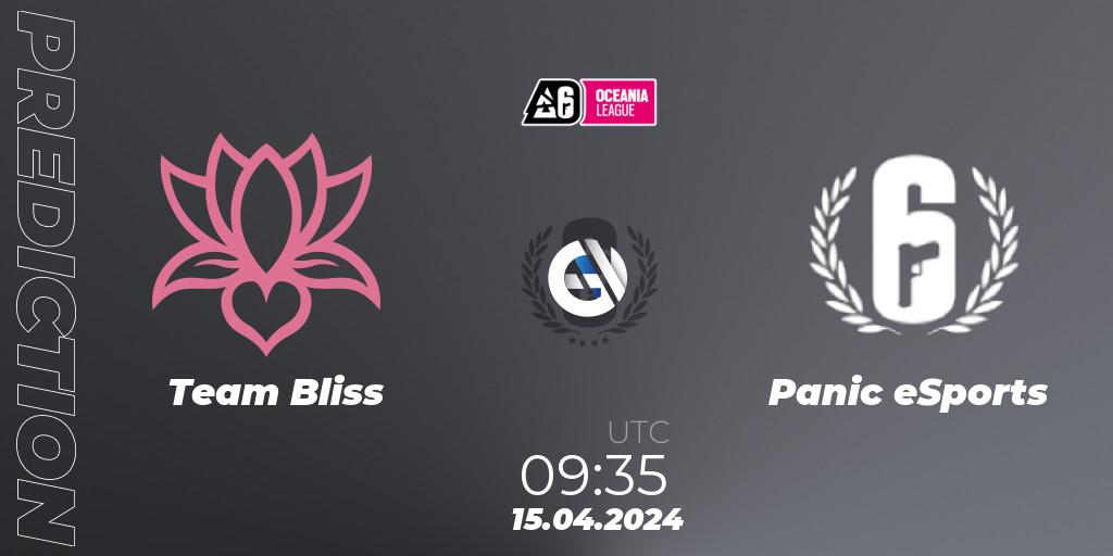 Team Bliss contre Panic eSports : prédiction de match. 15.04.2024 at 10:35. Rainbow Six, Oceania League 2024 - Stage 1