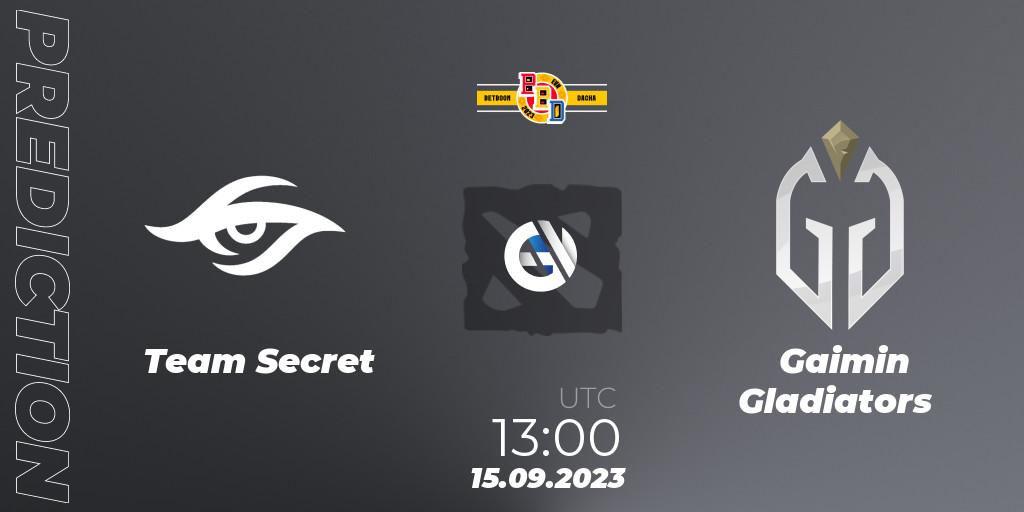 Team Secret contre Gaimin Gladiators : prédiction de match. 15.09.2023 at 11:56. Dota 2, BetBoom Dacha