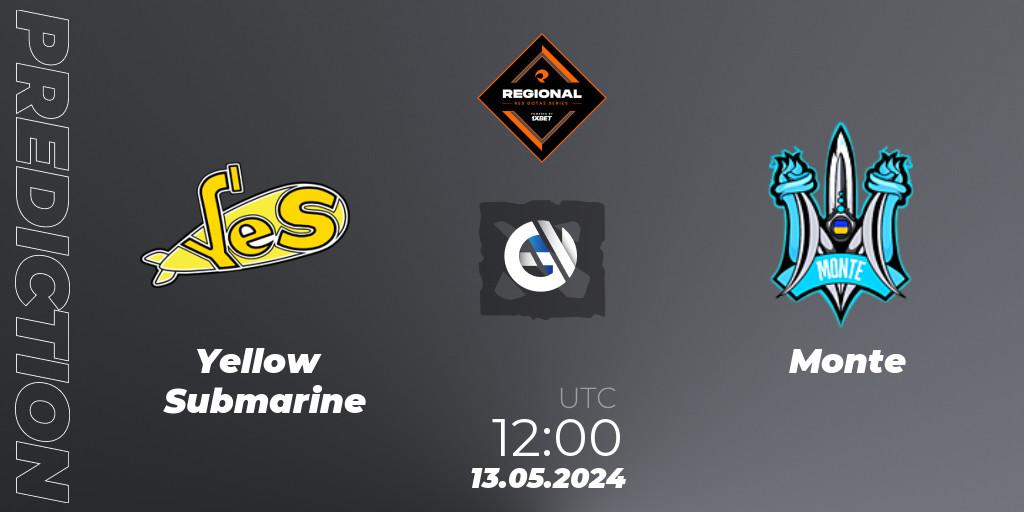 Yellow Submarine contre Monte : prédiction de match. 13.05.2024 at 12:20. Dota 2, RES Regional Series: EU #2