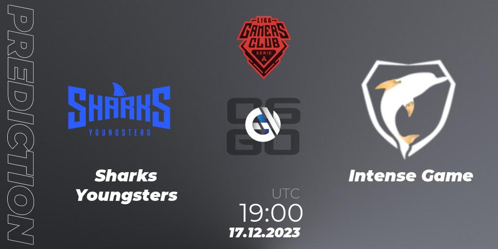 Sharks Youngsters contre Intense Game : prédiction de match. 17.12.2023 at 19:00. Counter-Strike (CS2), Gamers Club Liga Série A: December 2023
