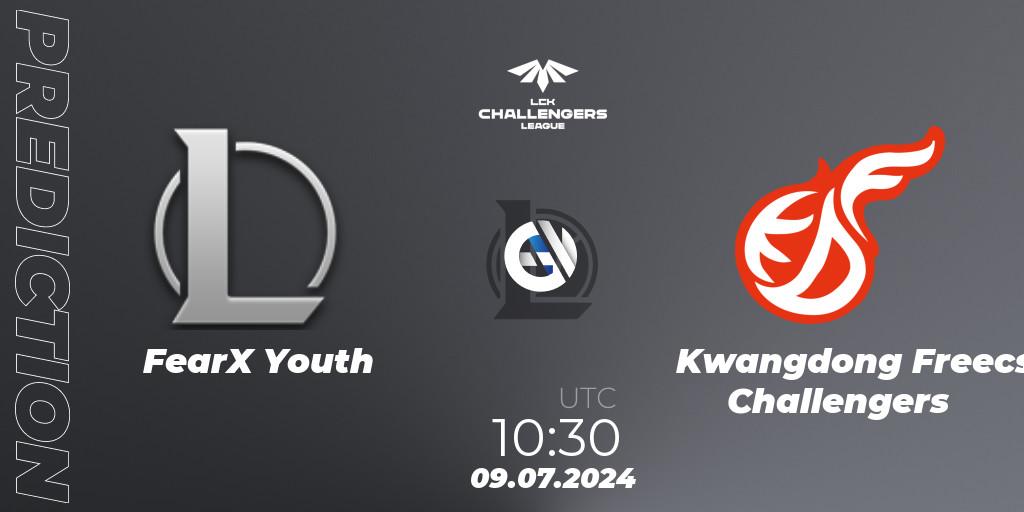 FearX Youth contre Kwangdong Freecs Challengers : prédiction de match. 09.07.2024 at 10:30. LoL, LCK Challengers League 2024 Summer - Group Stage