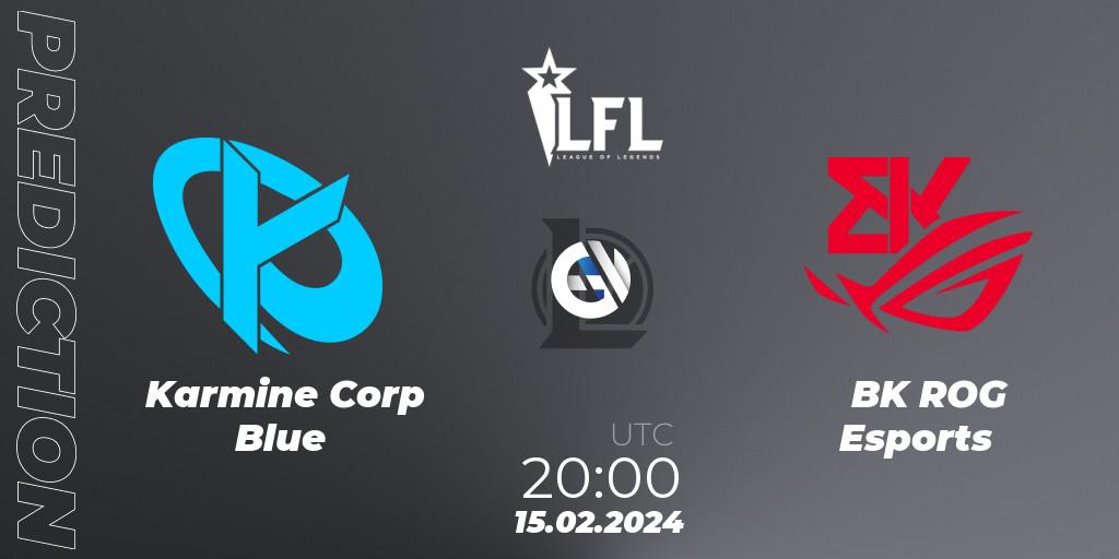 Karmine Corp Blue contre BK ROG Esports : prédiction de match. 15.02.24. LoL, LFL Spring 2024