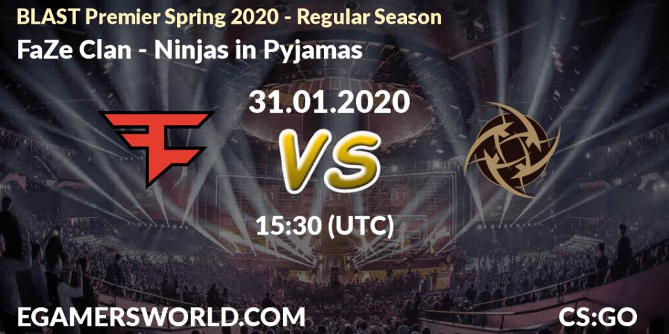 FaZe Clan contre Ninjas in Pyjamas : prédiction de match. 31.01.20. CS2 (CS:GO), BLAST Premier Spring Series 2020: Regular Season