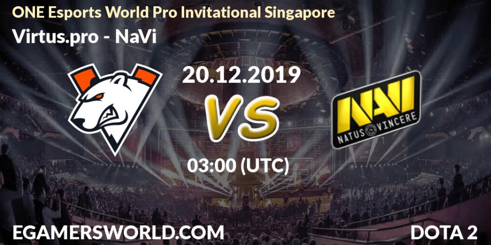 Virtus.pro contre NaVi : prédiction de match. 20.12.19. Dota 2, ONE Esports World Pro Invitational Singapore