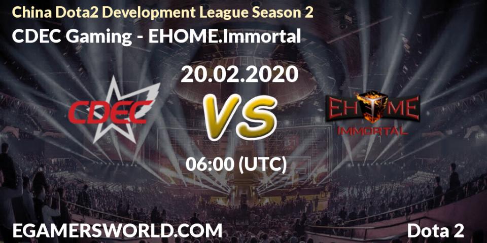 CDEC Gaming contre EHOME.Immortal : prédiction de match. 28.02.20. Dota 2, China Dota2 Development League Season 2