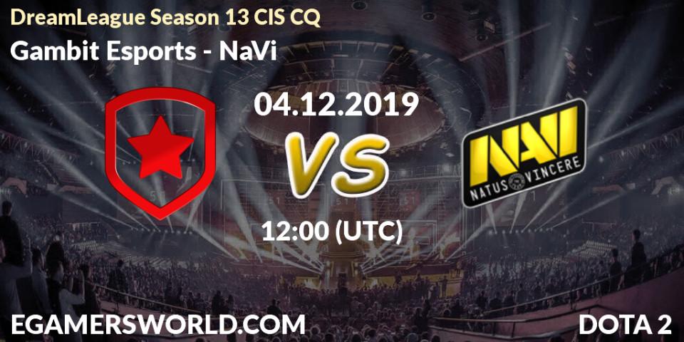 Gambit Esports contre NaVi : prédiction de match. 04.12.19. Dota 2, DreamLeague Season 13 CIS CQ