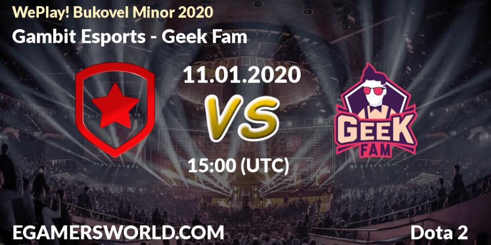 Gambit Esports contre Geek Fam : prédiction de match. 11.01.20. Dota 2, WePlay! Bukovel Minor 2020