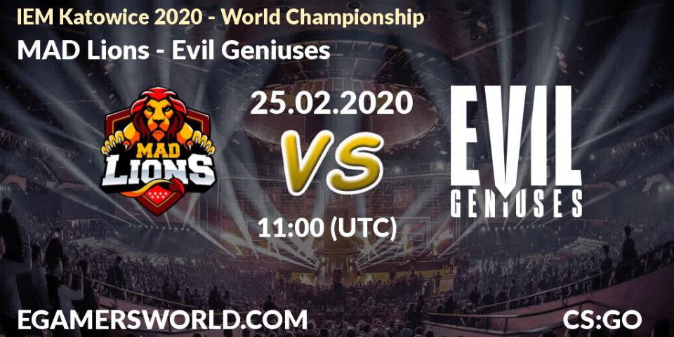 MAD Lions contre Evil Geniuses : prédiction de match. 25.02.20. CS2 (CS:GO), IEM Katowice 2020 