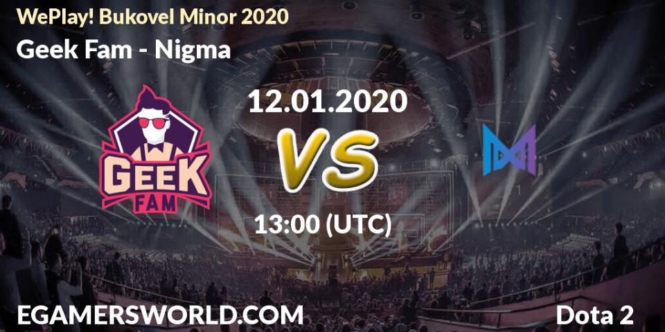 Geek Fam contre Nigma : prédiction de match. 12.01.20. Dota 2, WePlay! Bukovel Minor 2020