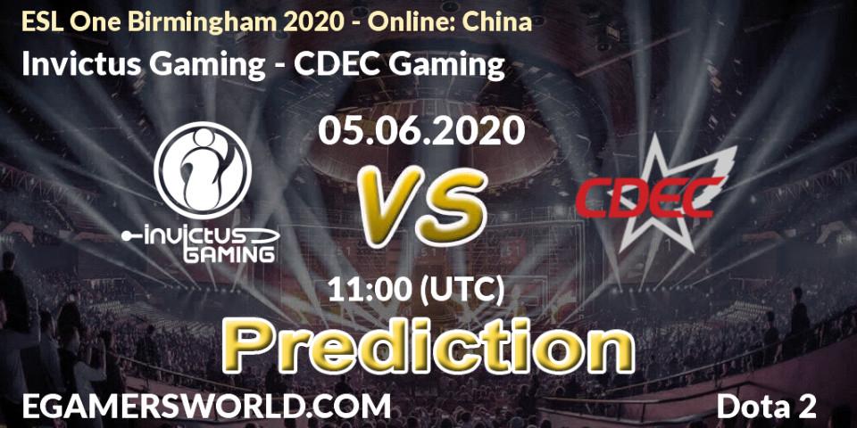 Invictus Gaming contre CDEC Gaming : prédiction de match. 05.06.20. Dota 2, ESL One Birmingham 2020 - Online: China