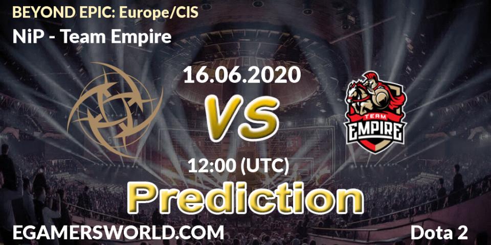 NiP contre Team Empire : prédiction de match. 16.06.20. Dota 2, BEYOND EPIC: Europe/CIS