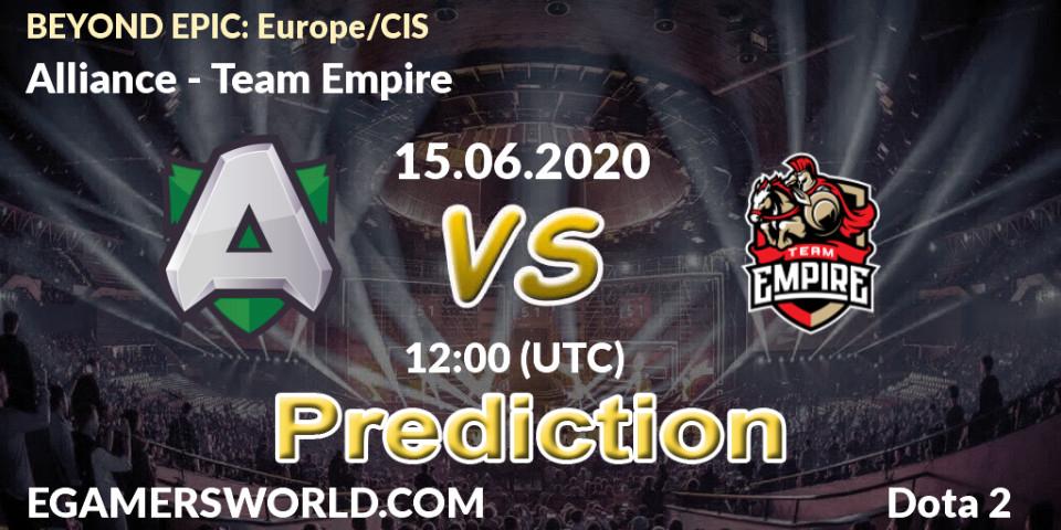 Alliance contre Team Empire : prédiction de match. 15.06.20. Dota 2, BEYOND EPIC: Europe/CIS
