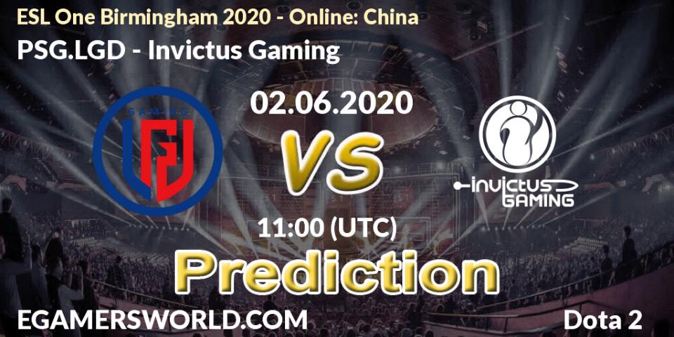 PSG.LGD contre Invictus Gaming : prédiction de match. 02.06.20. Dota 2, ESL One Birmingham 2020 - Online: China
