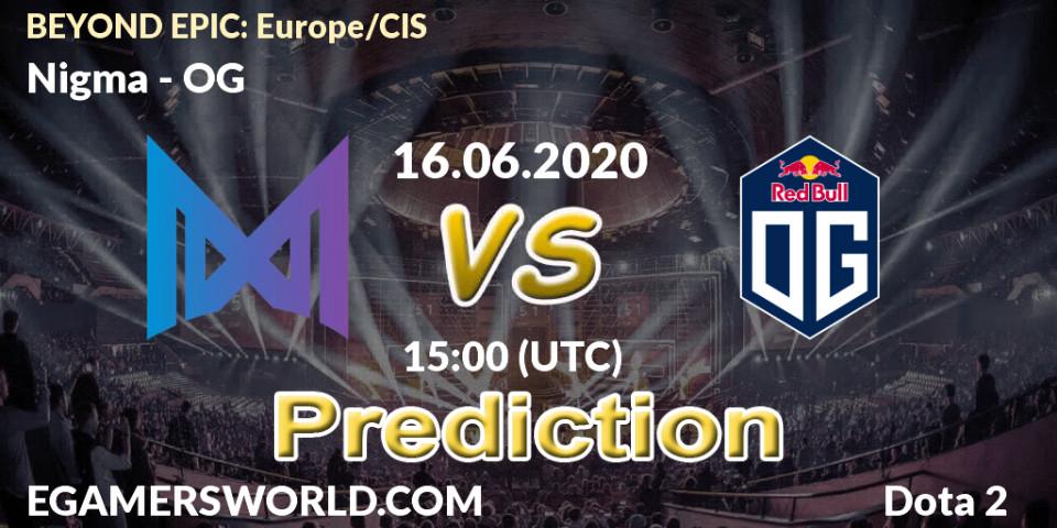Nigma contre OG : prédiction de match. 16.06.20. Dota 2, BEYOND EPIC: Europe/CIS
