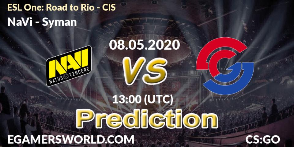 NaVi contre Syman : prédiction de match. 08.05.20. CS2 (CS:GO), ESL One: Road to Rio - CIS
