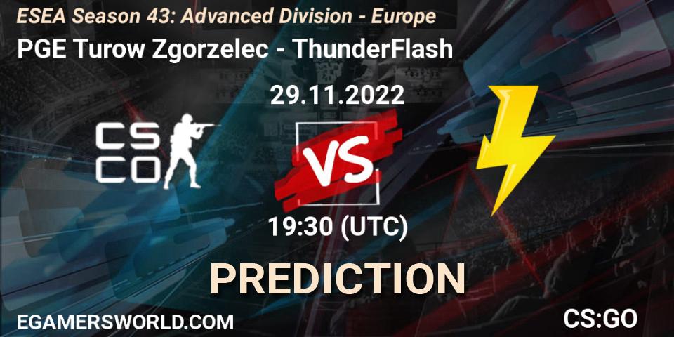 PGE Turow Zgorzelec contre ThunderFlash : prédiction de match. 29.11.22. CS2 (CS:GO), ESEA Season 43: Advanced Division - Europe