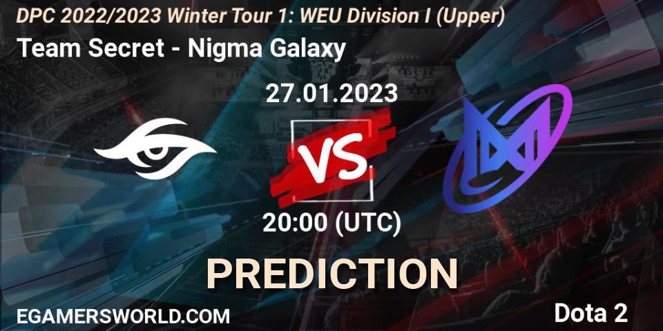 Team Secret contre Nigma Galaxy : prédiction de match. 27.01.23. Dota 2, DPC 2022/2023 Winter Tour 1: WEU Division I (Upper)