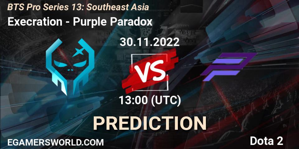 Execration contre Purple Paradox : prédiction de match. 30.11.22. Dota 2, BTS Pro Series 13: Southeast Asia