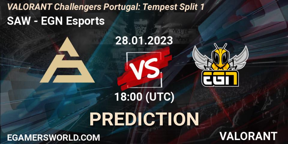 SAW contre EGN Esports : prédiction de match. 28.01.23. VALORANT, VALORANT Challengers 2023 Portugal: Tempest Split 1