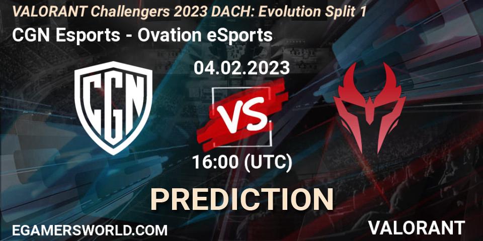 CGN Esports contre Ovation eSports : prédiction de match. 04.02.23. VALORANT, VALORANT Challengers 2023 DACH: Evolution Split 1
