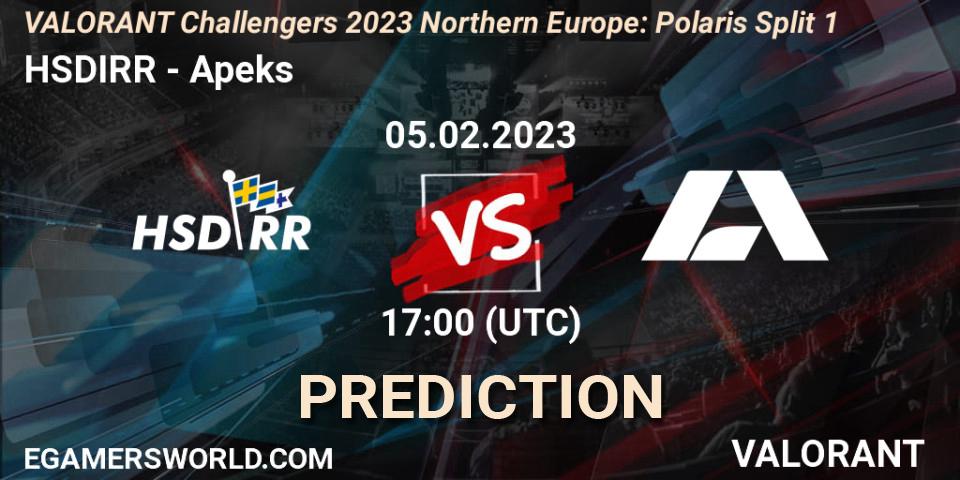 HSDIRR contre Apeks : prédiction de match. 05.02.23. VALORANT, VALORANT Challengers 2023 Northern Europe: Polaris Split 1