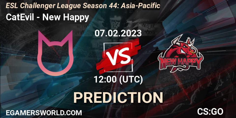 CatEvil contre New Happy : prédiction de match. 07.02.23. CS2 (CS:GO), ESL Challenger League Season 44: Asia-Pacific