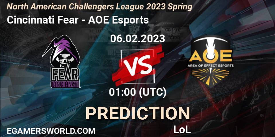 Cincinnati Fear contre AOE Esports : prédiction de match. 06.02.23. LoL, NACL 2023 Spring - Group Stage