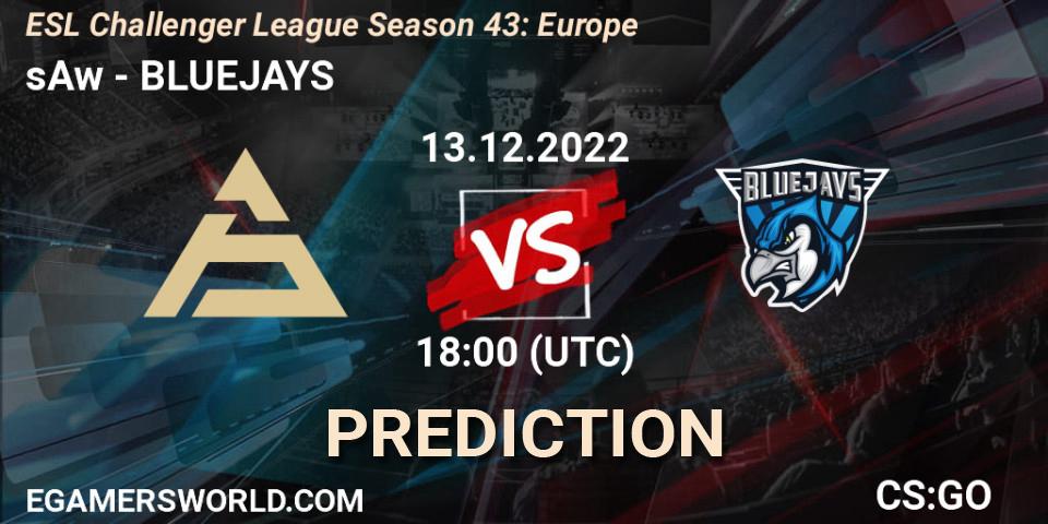 sAw contre BLUEJAYS : prédiction de match. 13.12.22. CS2 (CS:GO), ESL Challenger League Season 43: Europe