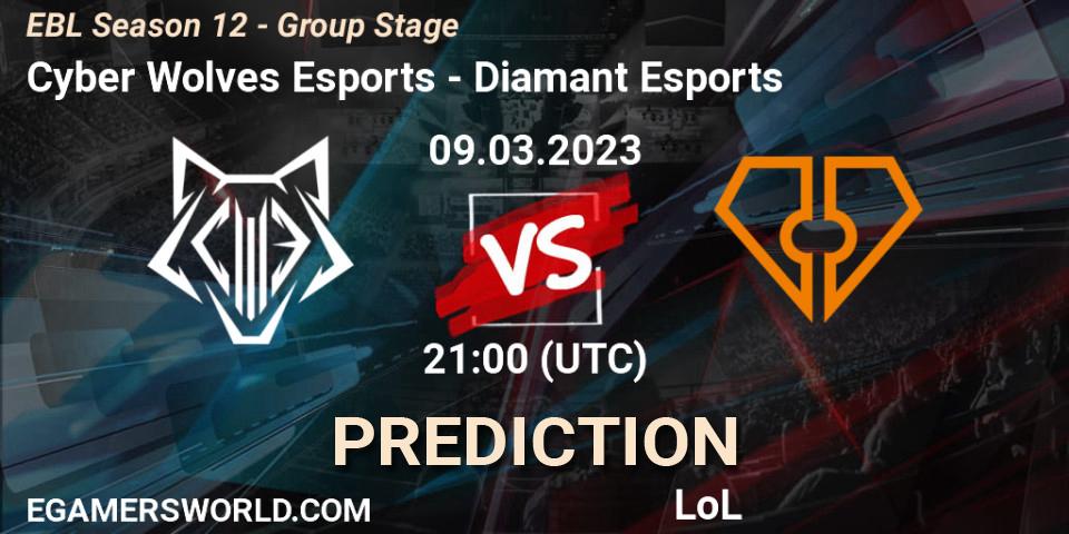 Cyber Wolves Esports contre Diamant Esports : prédiction de match. 09.03.23. LoL, EBL Season 12 - Group Stage