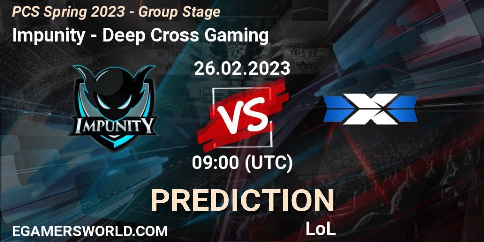 Impunity contre Deep Cross Gaming : prédiction de match. 05.02.23. LoL, PCS Spring 2023 - Group Stage