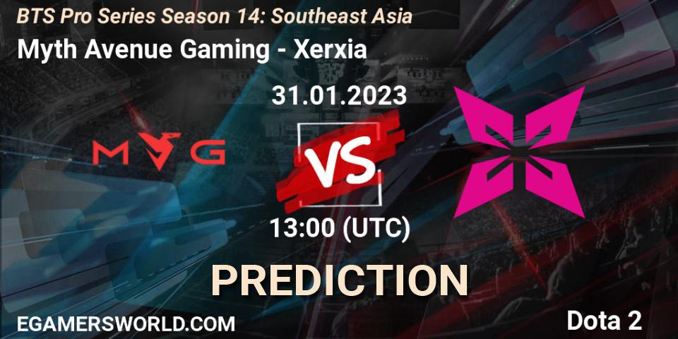 Myth Avenue Gaming contre Xerxia : prédiction de match. 31.01.23. Dota 2, BTS Pro Series Season 14: Southeast Asia