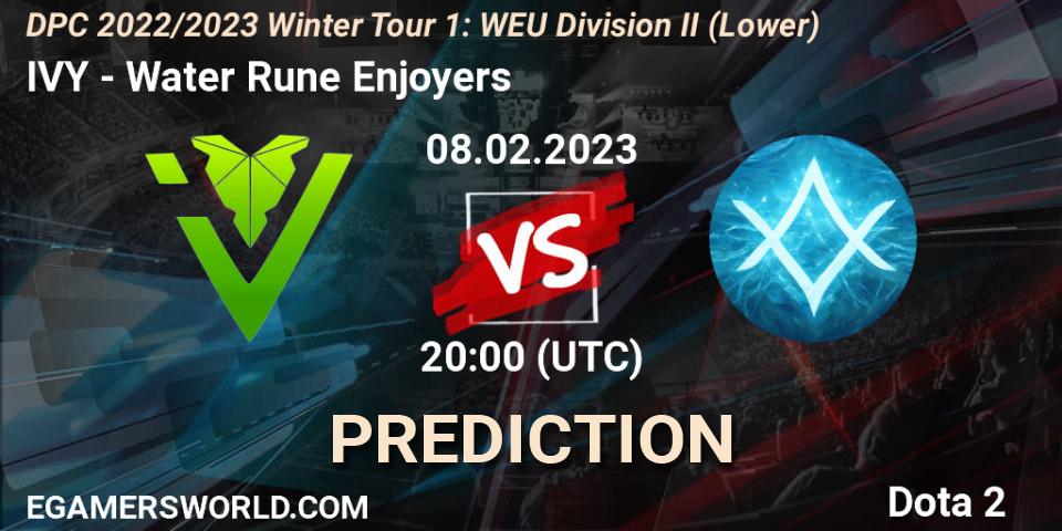 IVY contre Water Rune Enjoyers : prédiction de match. 08.02.23. Dota 2, DPC 2022/2023 Winter Tour 1: WEU Division II (Lower)