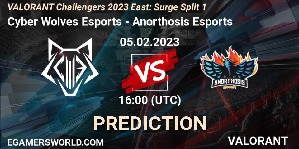 Cyber Wolves Esports contre Anorthosis Esports : prédiction de match. 05.02.23. VALORANT, VALORANT Challengers 2023 East: Surge Split 1