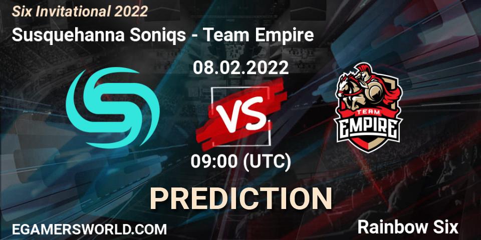 Susquehanna Soniqs contre Team Empire : prédiction de match. 08.02.22. Rainbow Six, Six Invitational 2022