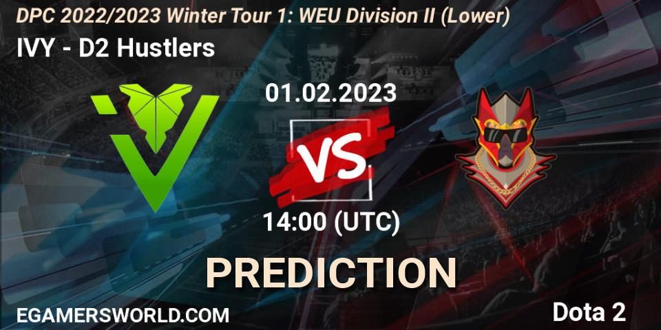 IVY contre D2 Hustlers : prédiction de match. 01.02.23. Dota 2, DPC 2022/2023 Winter Tour 1: WEU Division II (Lower)