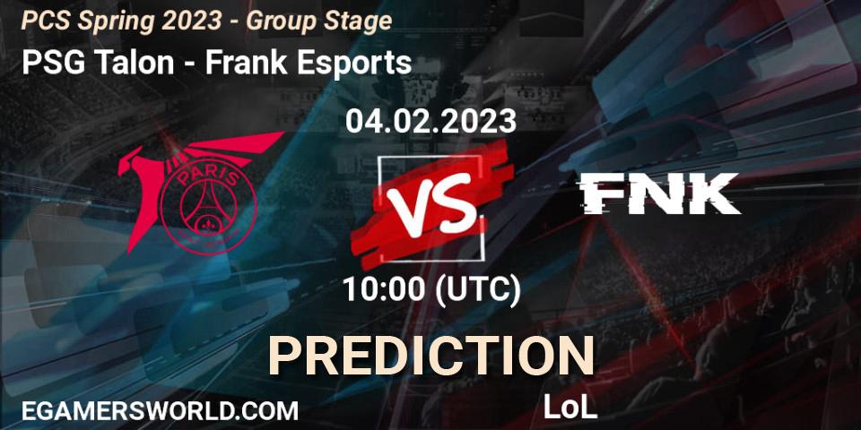 PSG Talon contre Frank Esports : prédiction de match. 04.02.23. LoL, PCS Spring 2023 - Group Stage